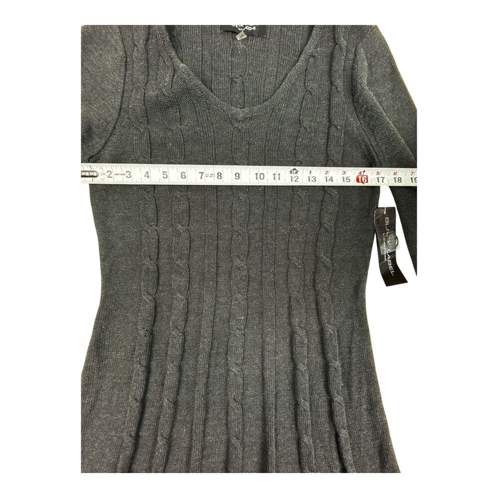 Black Label by Evan-Picone Cable Knit Sweater Dress Charcoal Gray Size L NWT - Picture 6 of 8